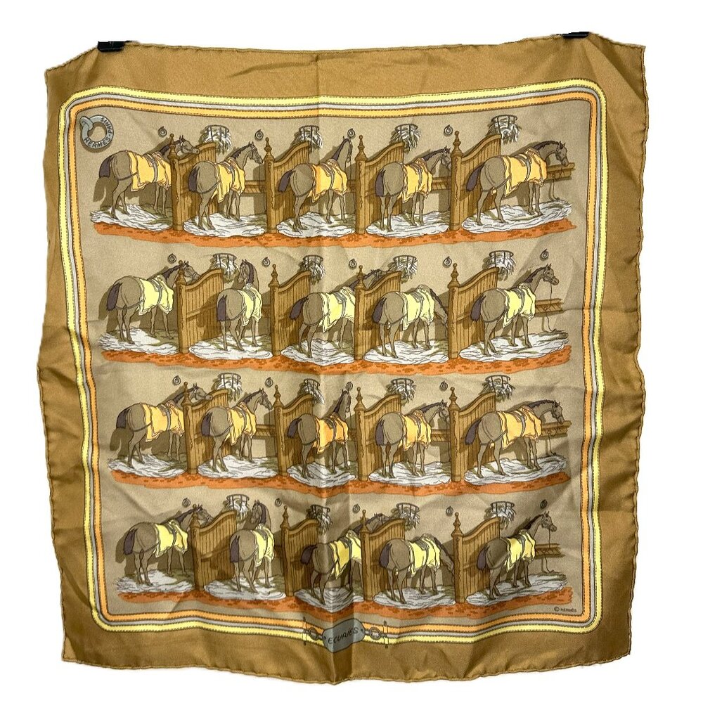 Hermes Ecuries Horse Stable Silk Square Scarf Hugo Grygkar Vintage
